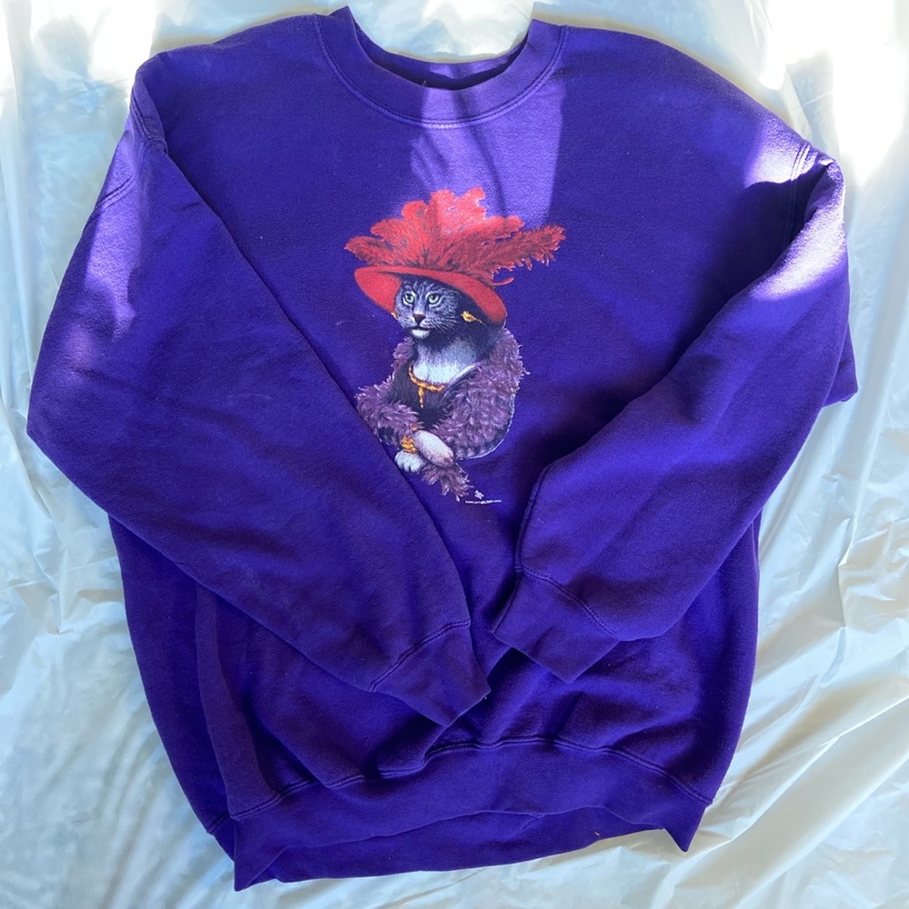 Purple Victorian Cat Gildan Crewneck - Size XL